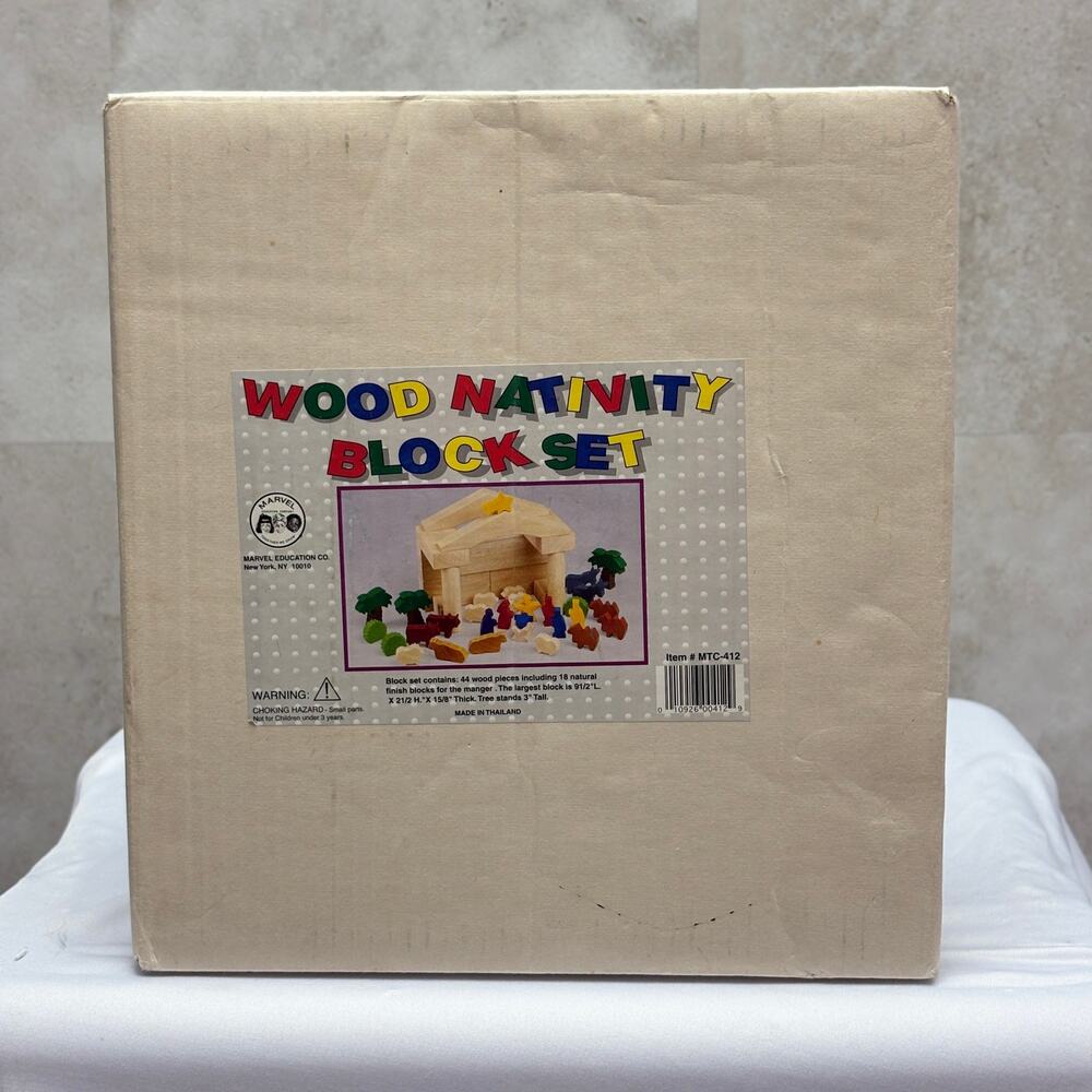 Vintage Marvel Education Wood Nativity Block Set Toy